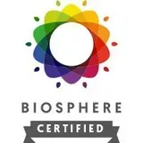 Logotipo: Una flor multicolor de múltiples pétalos sobre el texto 