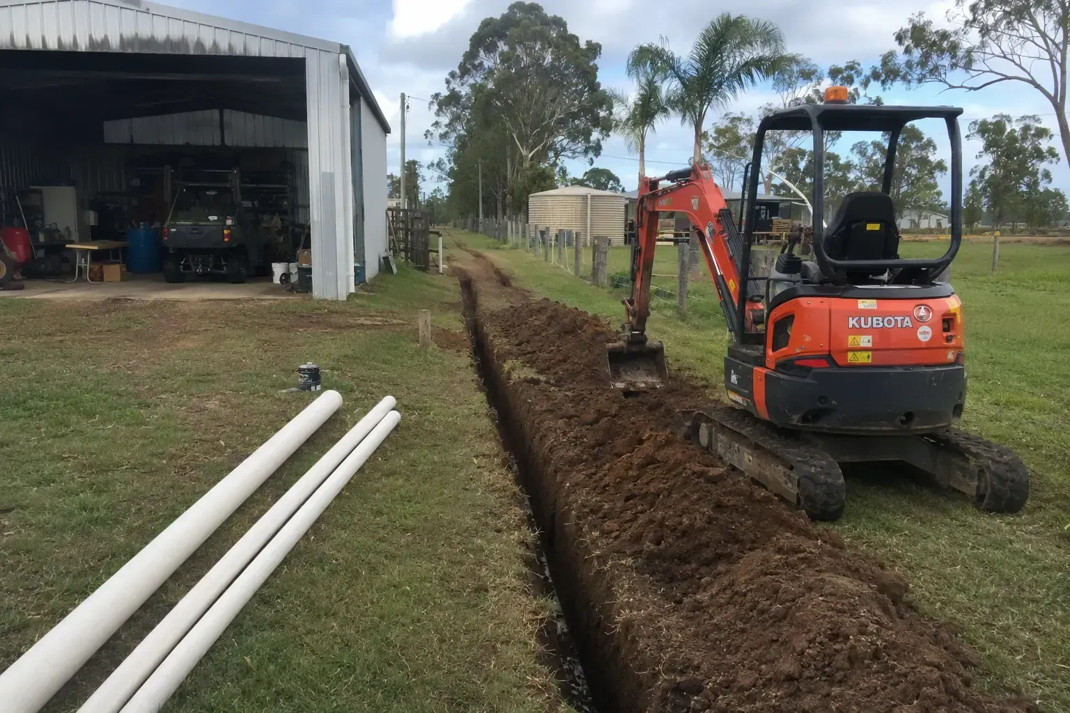 Rural drainage trench in progress near Gooburrum, Bundaberg