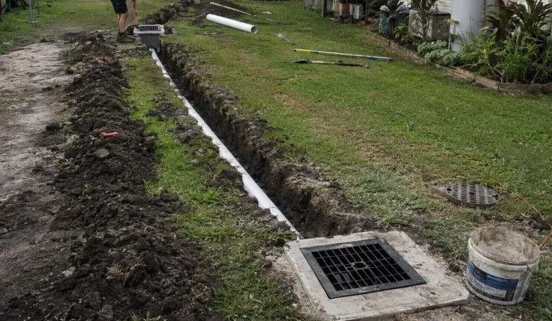 Installing a multi-drain stormwater system in this Millbank yard.