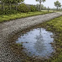 Water pooling by driveway Icon