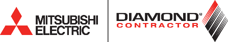 Mitsubishi Electric logo and Diamond Contractor logo side by side.