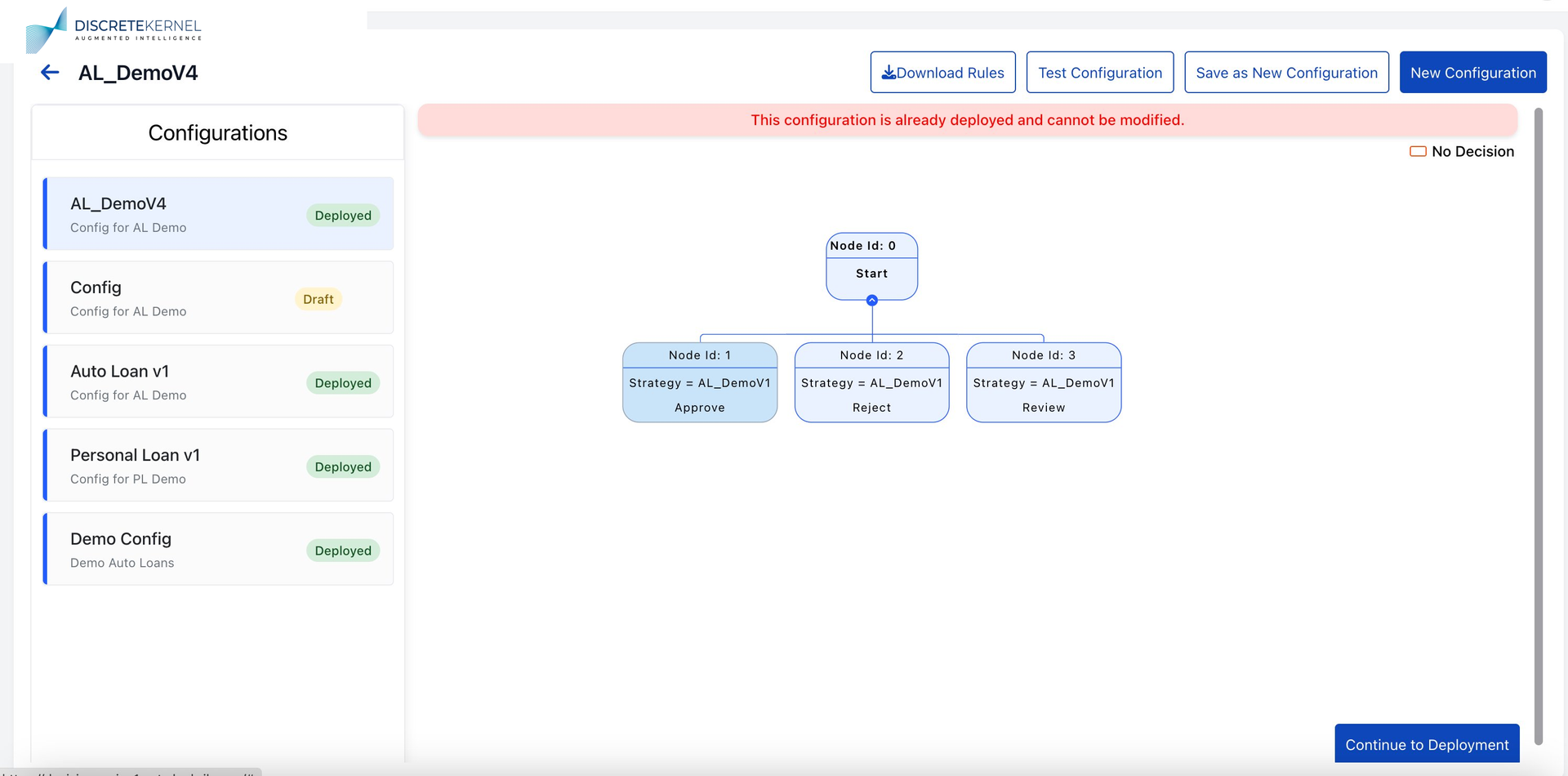 Decision tree configuration