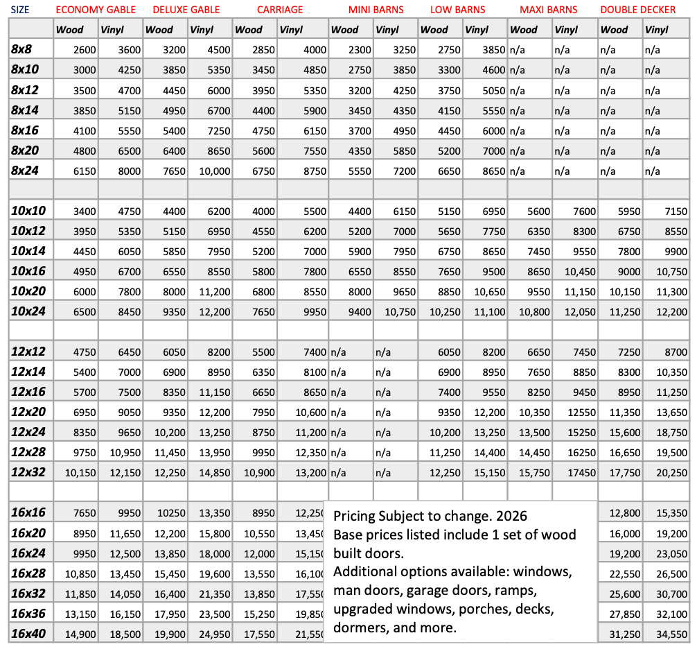 2026 Pricing