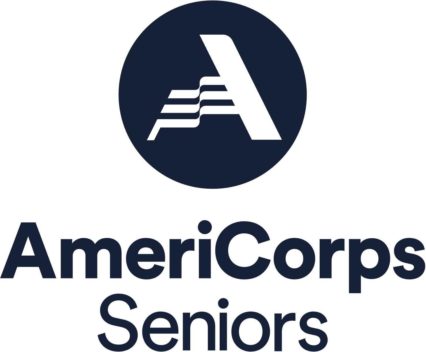 AmeriCorps Seniors logo in navy blue and white