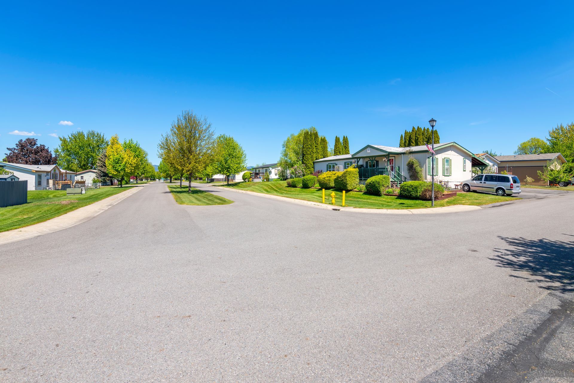 A residential area with a lot of houses and trees