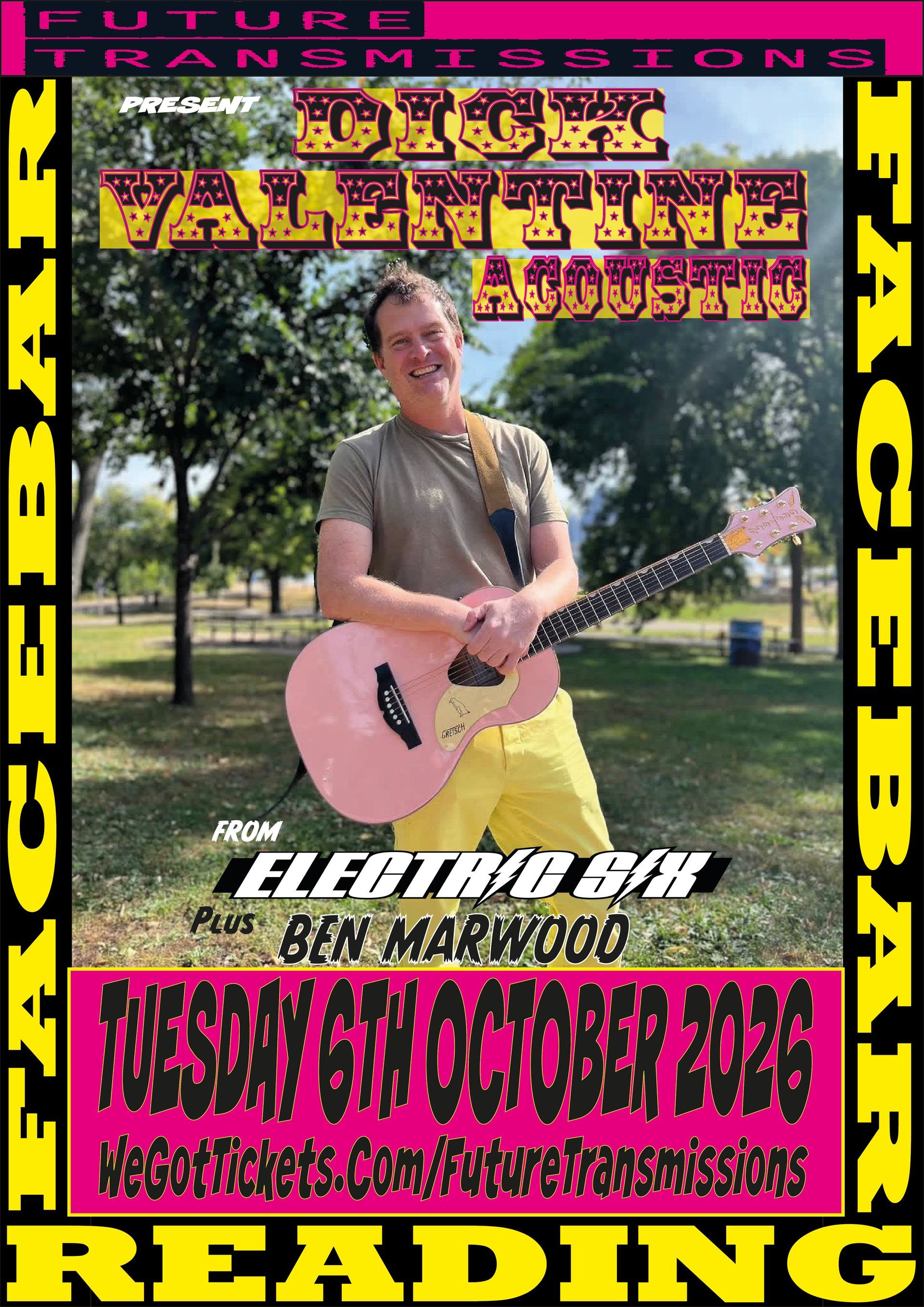 The Picture is an Image of Dick Valentine with an Acoustic Guitar