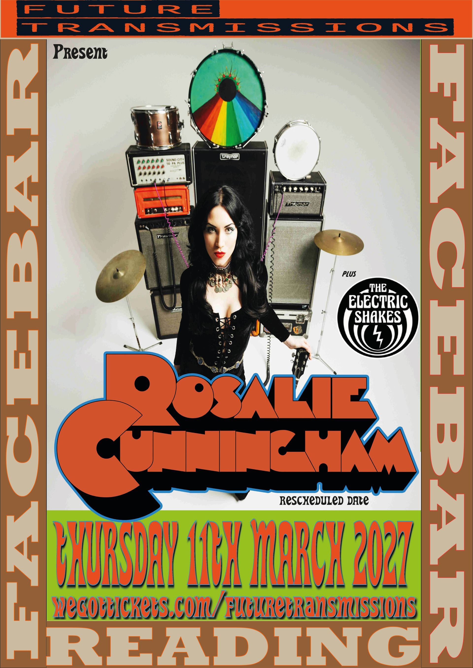 Picture of Rosalie in front of guitar amp