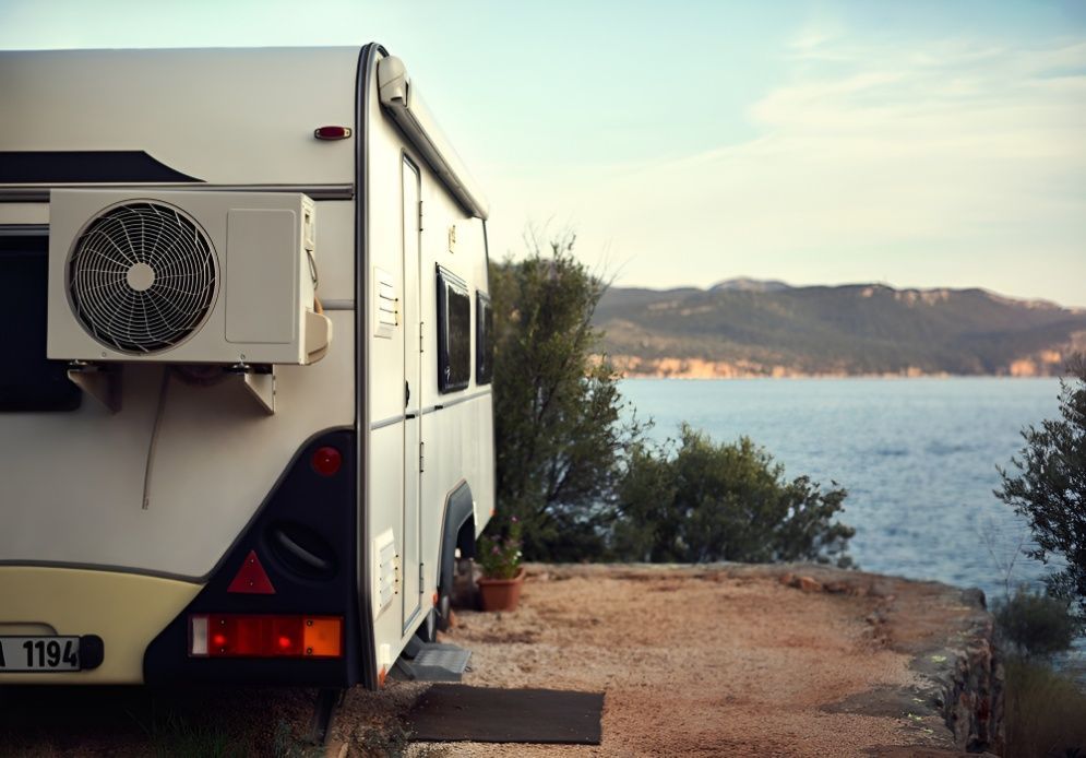 A Caravan With a Fan on the Side — Chilltech Air Conditioning & Refrigeration In Rockyview, QLD