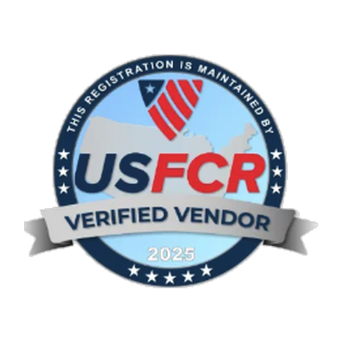 USFCR Verified Vendor badge with U.S. map and text 