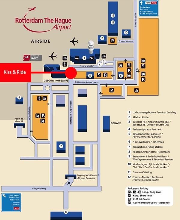 Taxi ophaal locatie Rotterdam Airport