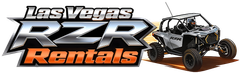 Las Vegas ATV Rental logo with speeding silver ATV on a desert background.