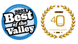 2023 Best of the Valley blue badge and gold 40 VPN Award Recipient laurel emblem