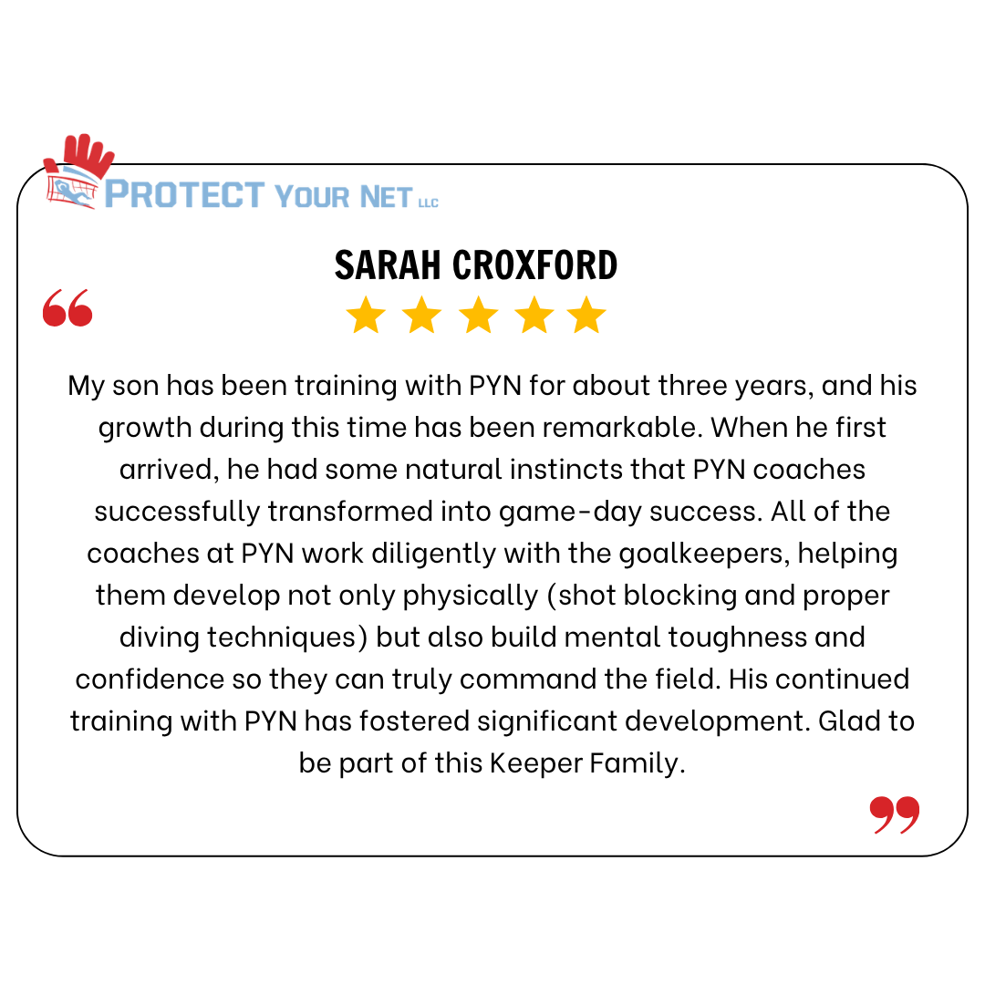 Testimonial card with Protect Your Net logo, star rating, and a quote praising VPN training by Sarah Croxford.