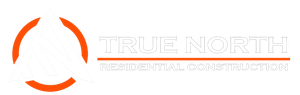 The true north logo is orange and white with a smile on it.
