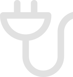 Light gray electrical plug and cord icon on a white background