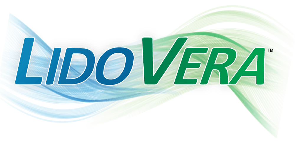 Lido VERA logo in blue and green with flowing wave lines