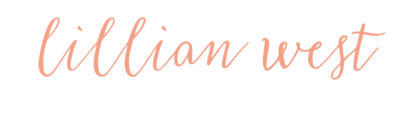 "lillian west" in cursive text, a light reddish-brown color, on a white background.