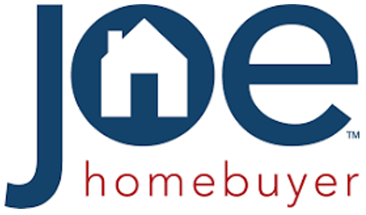 A blue and white logo for joe homebuyer