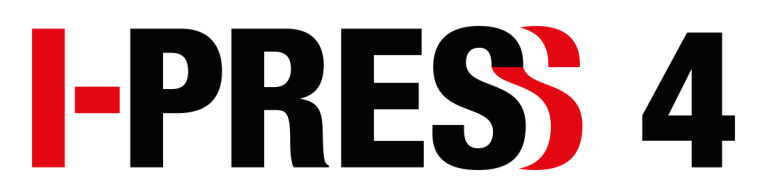 Das Logo für „I Press 4“ ist schwarz und rot auf weißem Hintergrund.