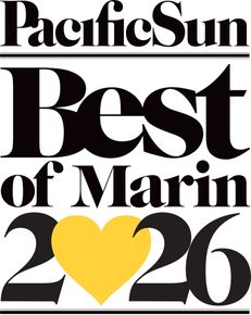 Pacific Sun Best of Marin 2025 winner logo for Atlas Window & Carpet Cleaning, voted best window and carpet cleaning company in Marin County.