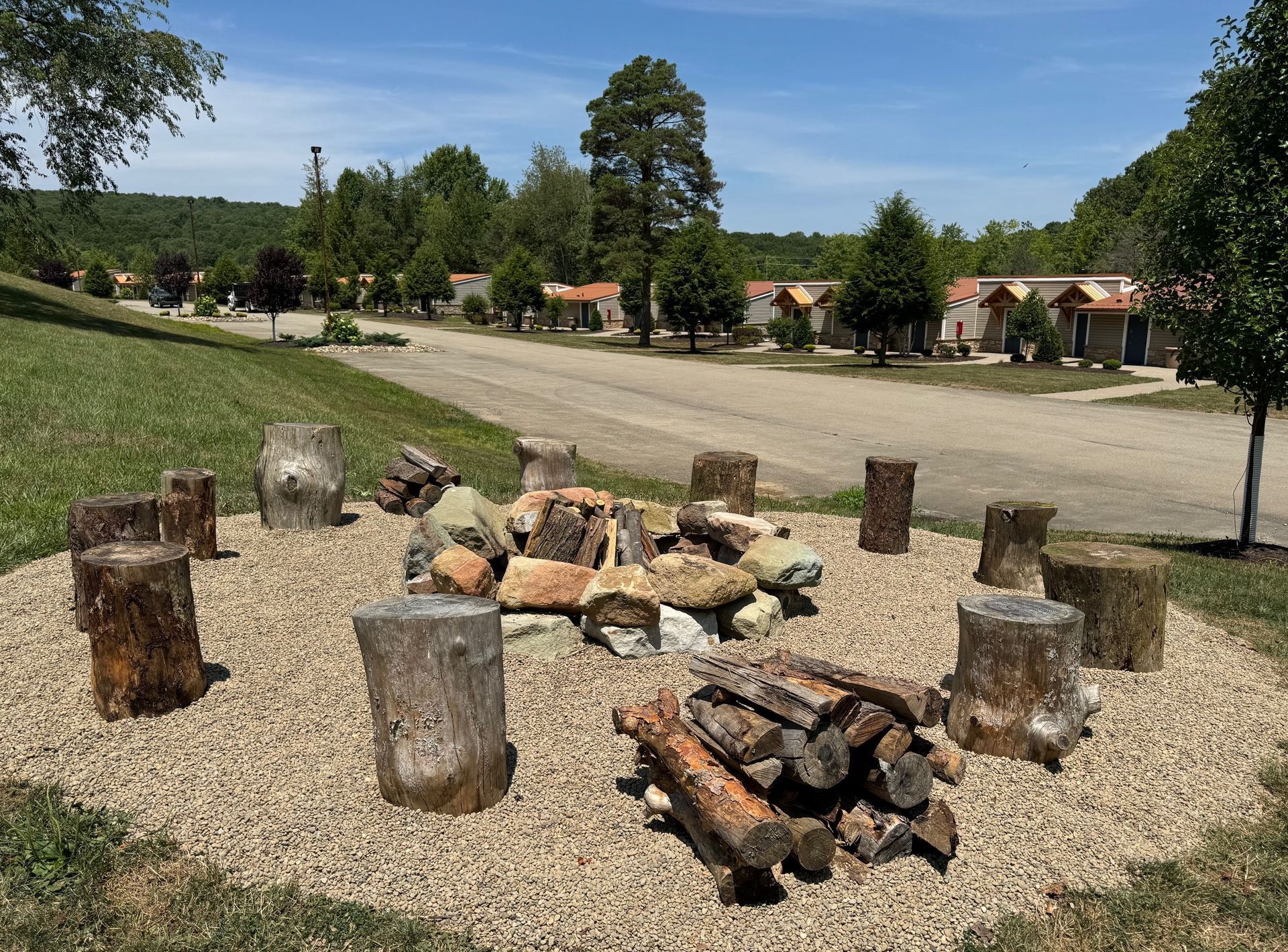 firepit at lodge at chalk hill 