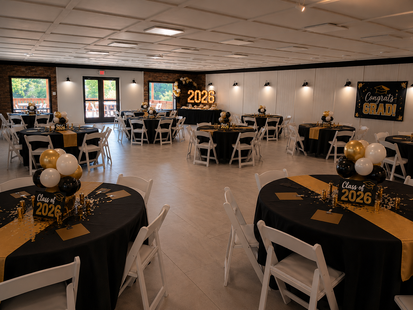 graduation party staging for lodge at chalk hill
