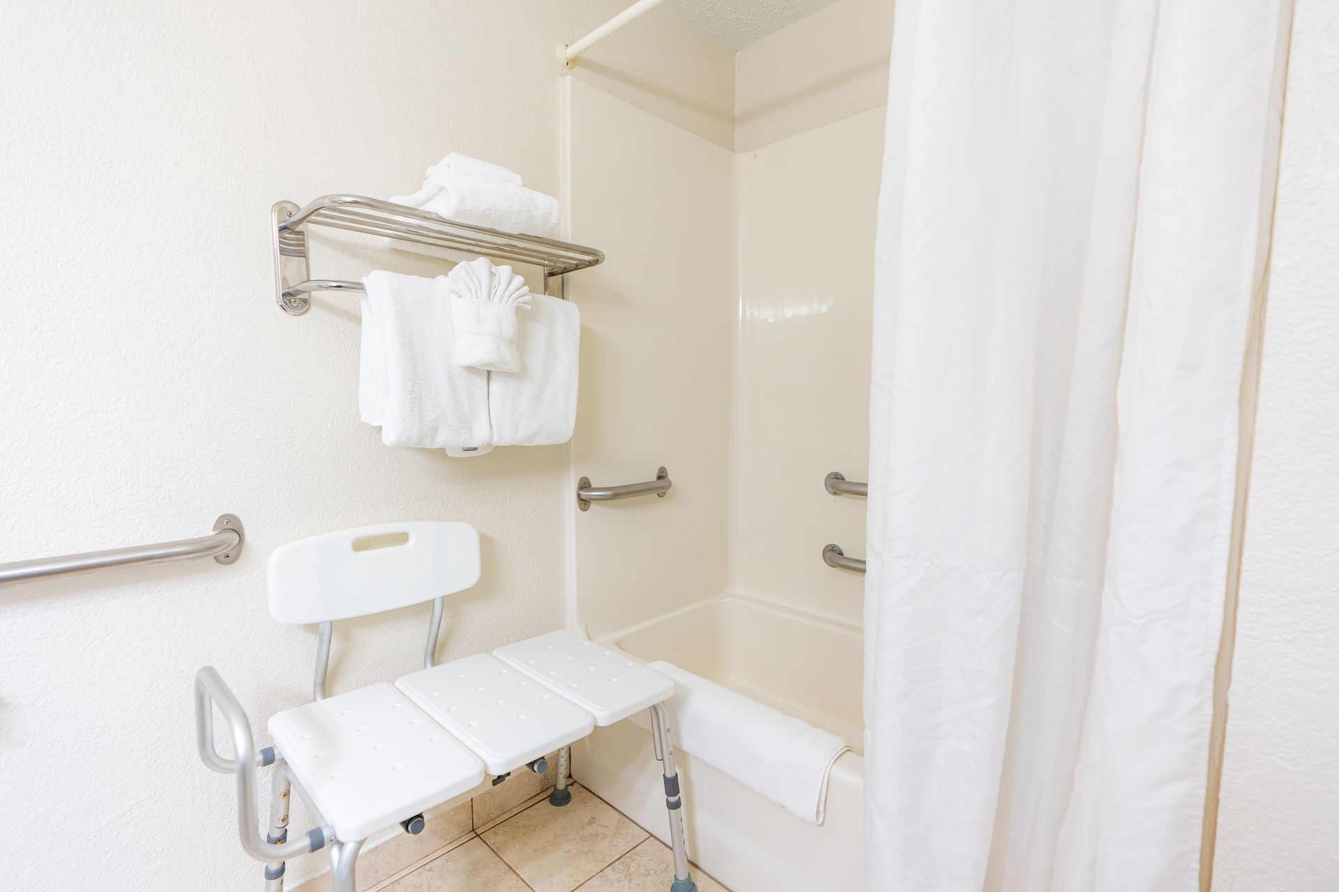 handicap accessible bathroom at lodge at chalk hill