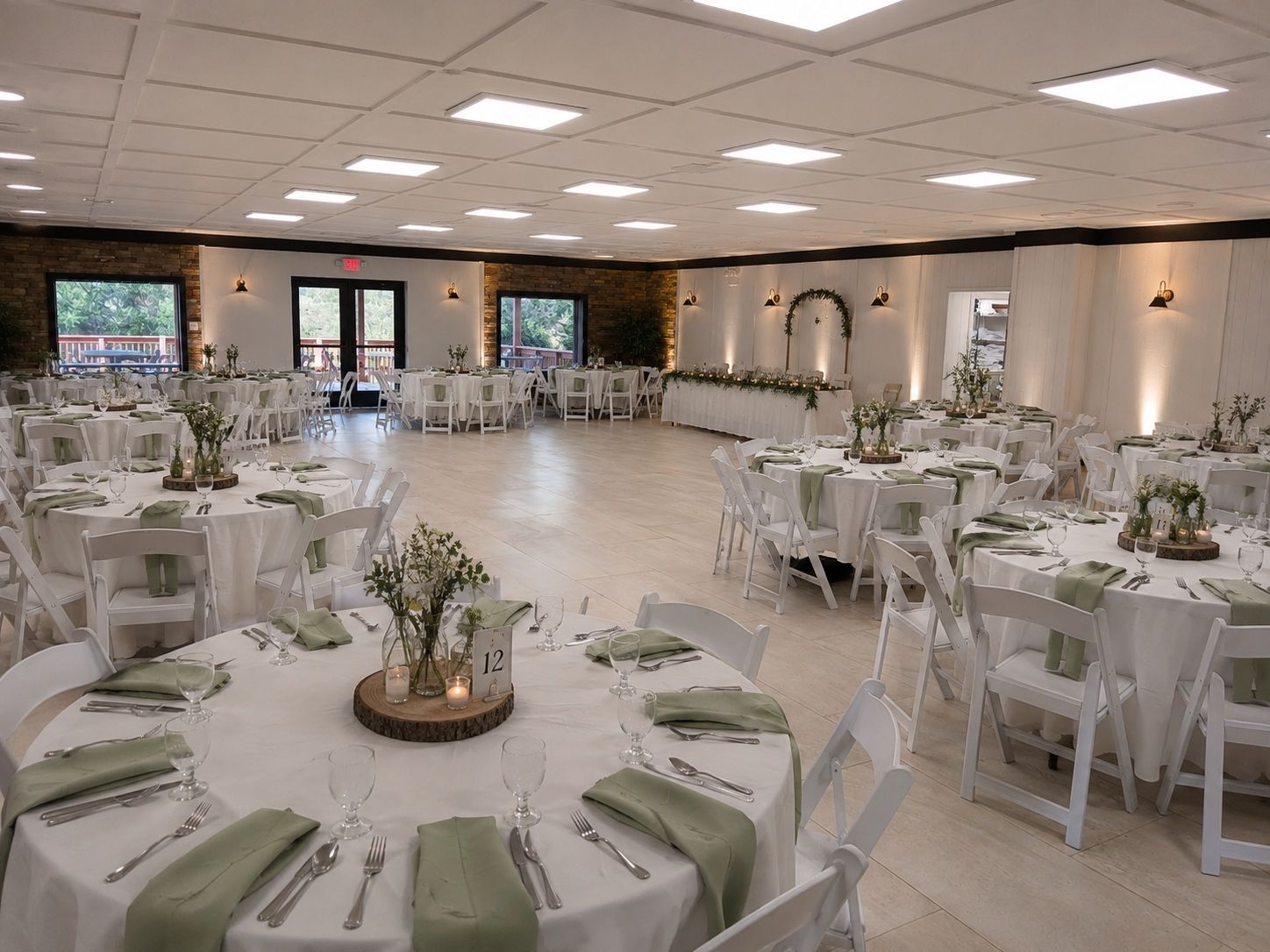 olive green color scheme mockup for wedding seating at venue at chalk hill