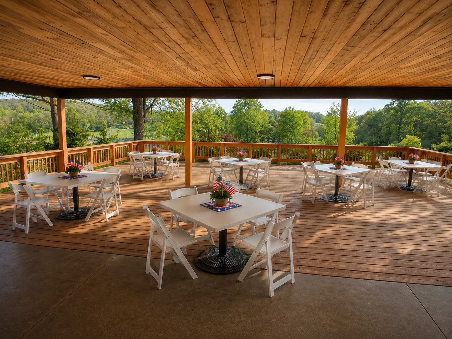 large deck for events at lodge at chalk hill