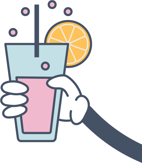 Cartoon man holding glass