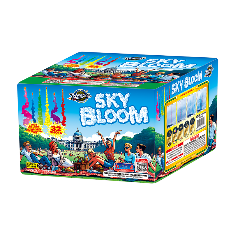 Loud  500 gram daytime cake with assorted color smoke tails to a crackle finish. Colors of blue/red/green/purple/pink/yellow smoke. Six shot finale!