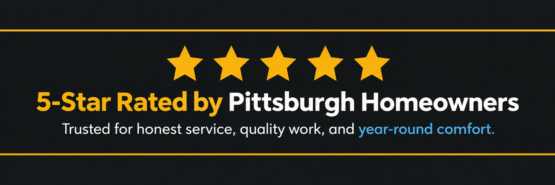 Five gold stars above text: “5-Star Rated by Pittsburgh Homeowners” with a service satisfaction tagline
