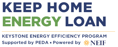 Keep Home Energy Loan logo with blue and green text and NEIF branding below