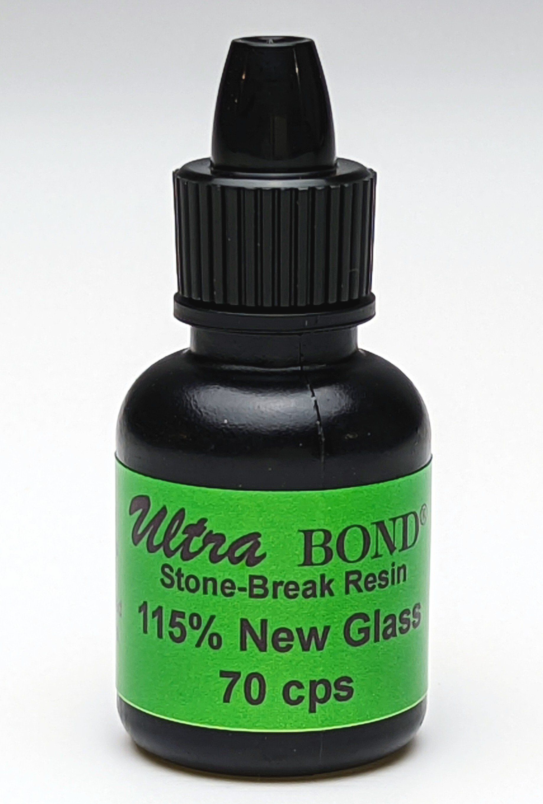 A black bottle with a green label that says ultra bond