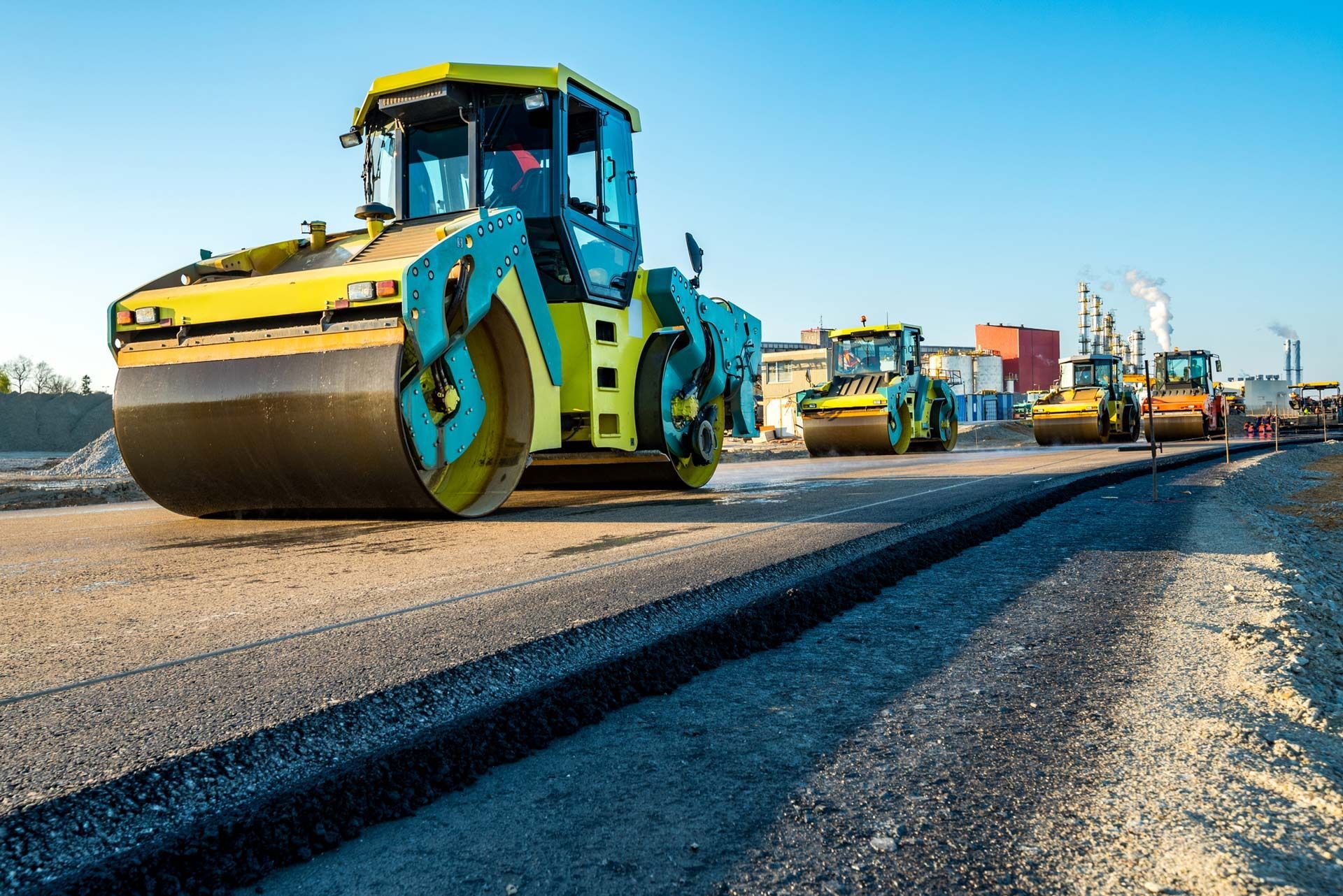 Background of asphalt roller that stack and press hot asphalt.
