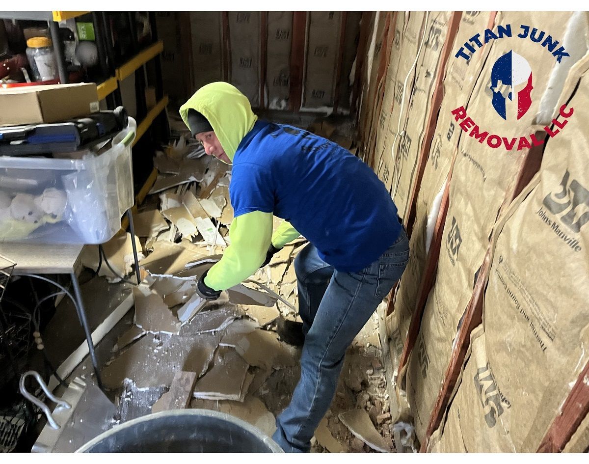 Titan Junk Removal cleaning up demolition debris in Diana TX