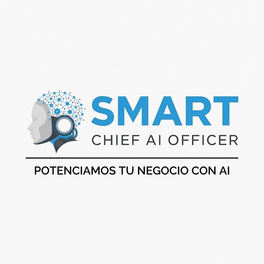 Logotipo con cabeza de robot y las palabras 