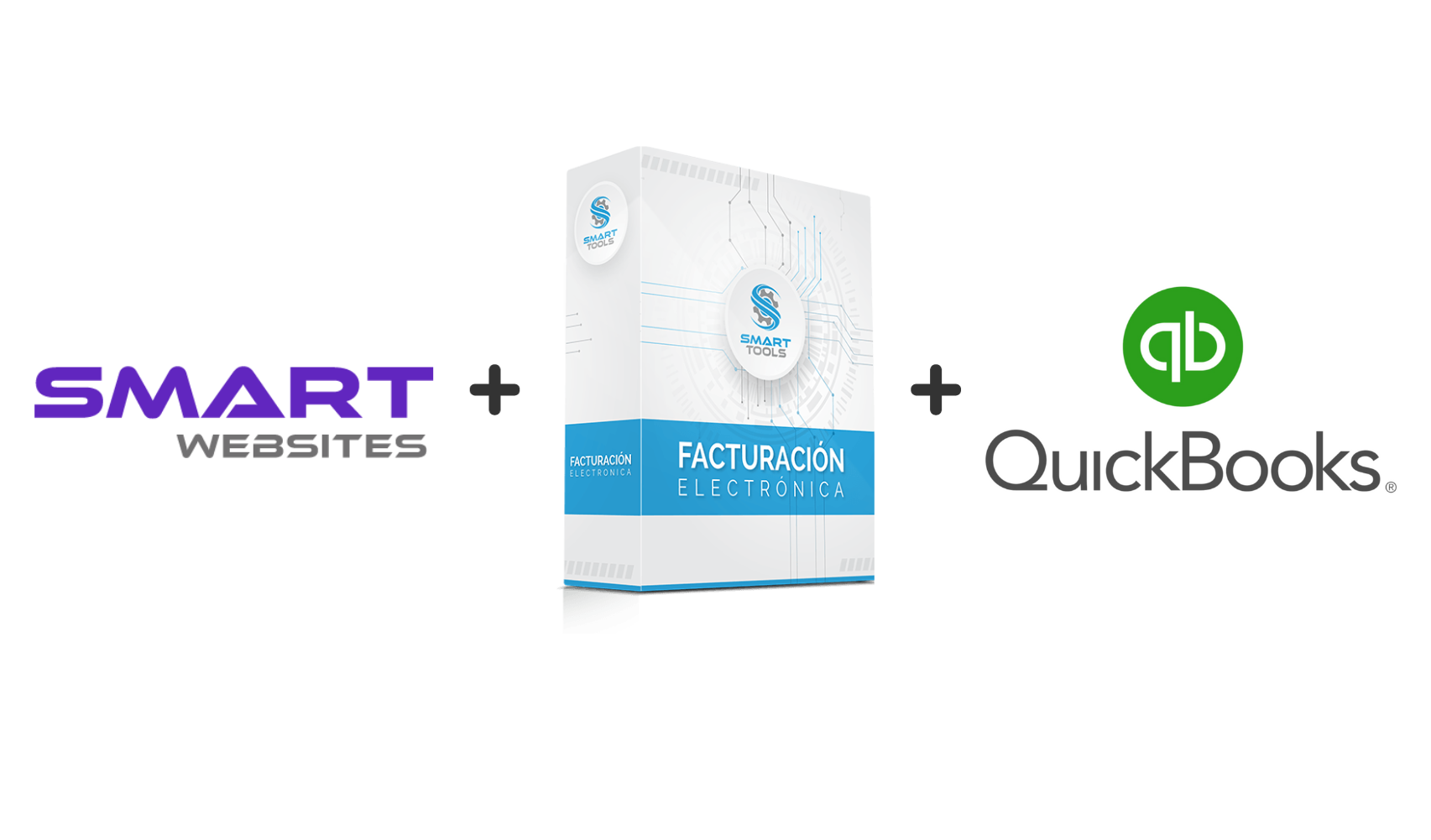 Sitios web inteligentes y logotipos de QuickBooks con un cuadro de software.