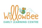 A logo for willowbee early learning centre with a bee on it