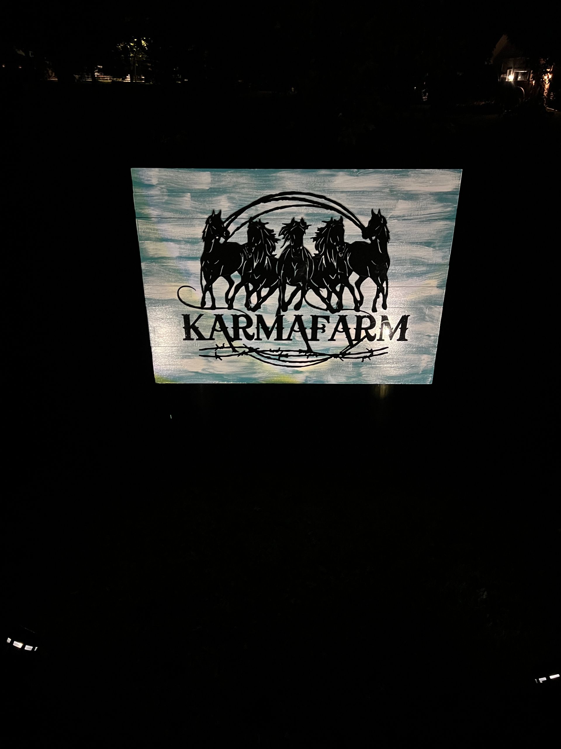 A sign reading 