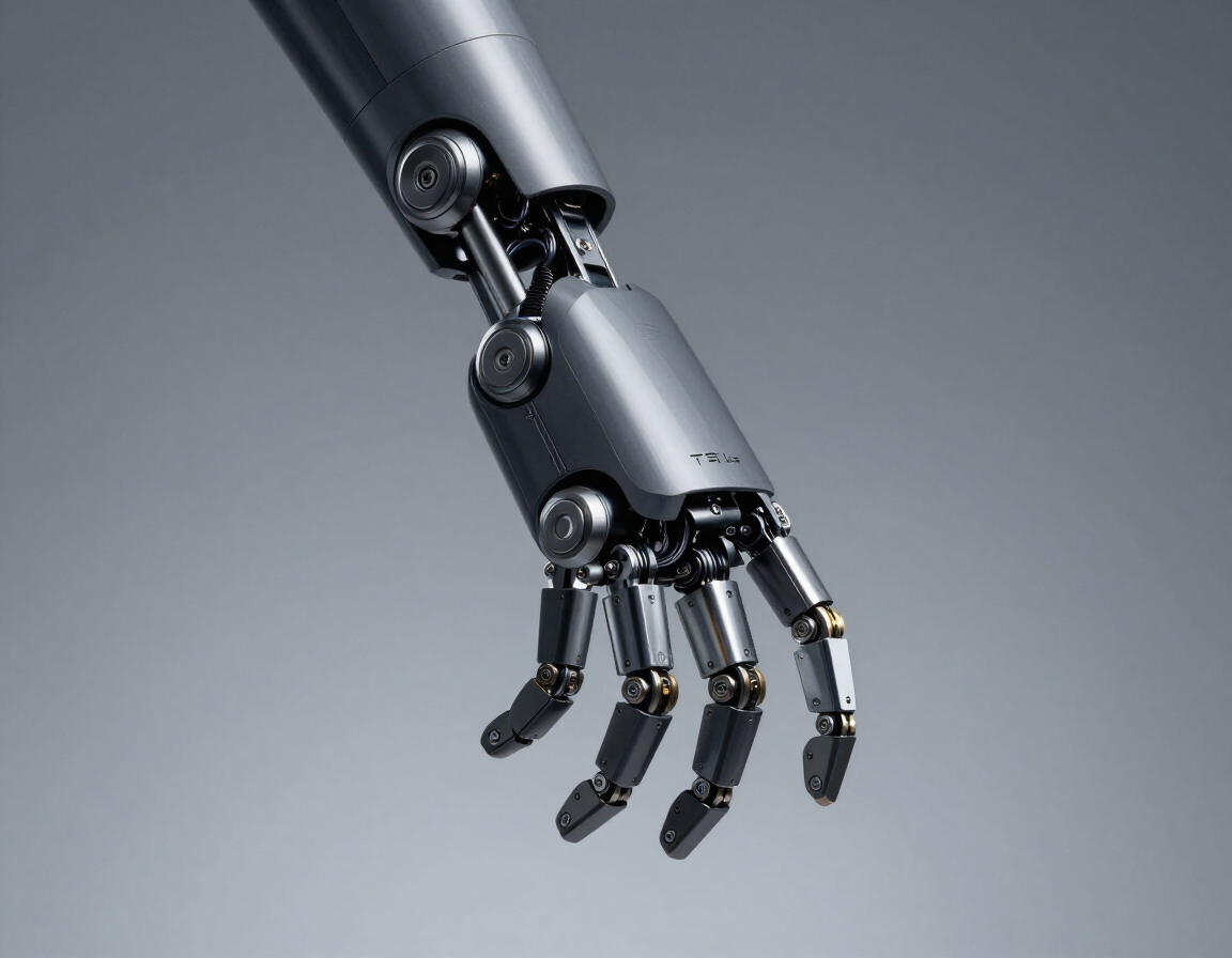 Tesla Optimus 3 articulated hand and forearm detail