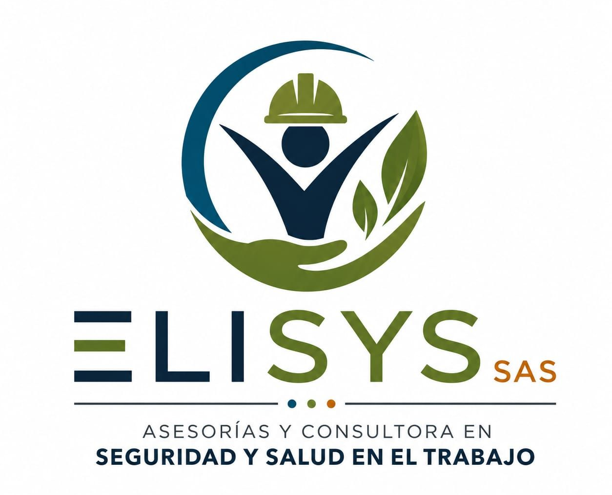 Logo de ELISYS SAS: figura con casco, hojas verdes y el texto «Seguridad y salud en el trabajo».