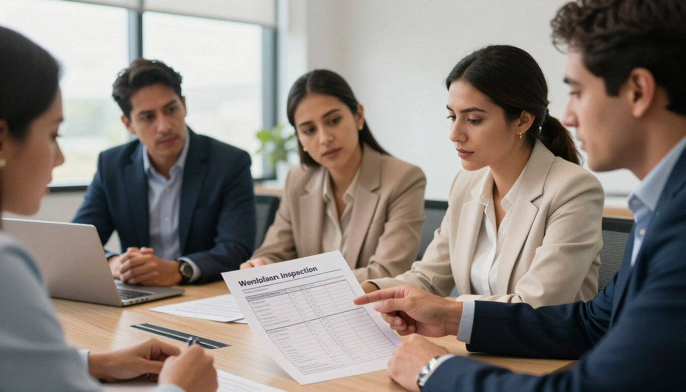 Equipo de trabajo revisando un plan de acción del SG-SST