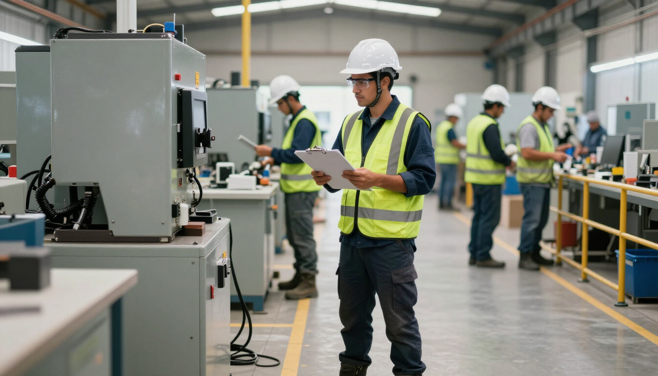 Profesional de SST realizando una inspección de seguridad en una empresa colombiana