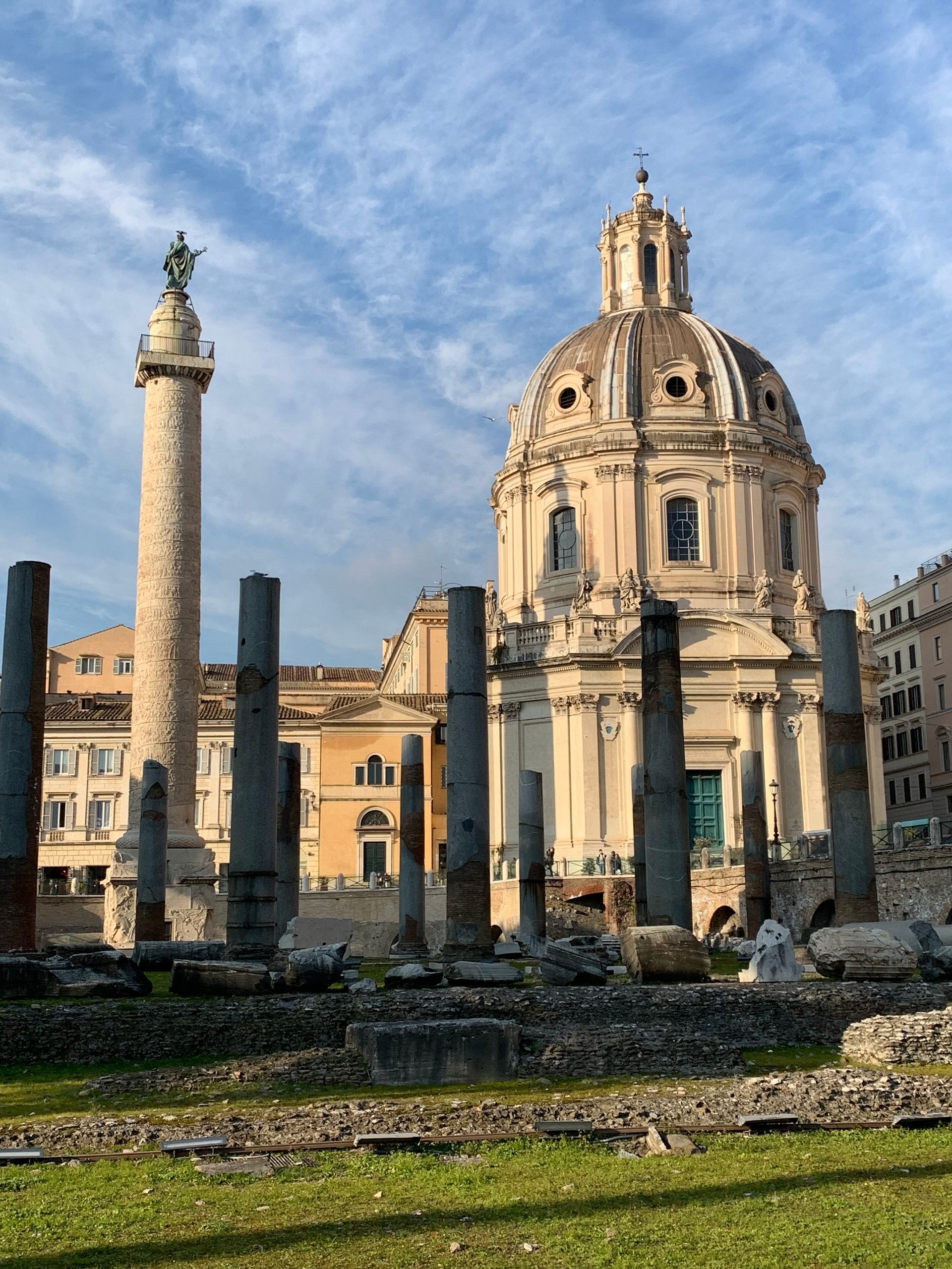 Trajan's Forum in Rome, columns of the ancient library - Imperial Fora