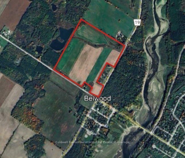 Map displaying the properties border, which contacts Bethel Road and Huron Road on opposite sides.
