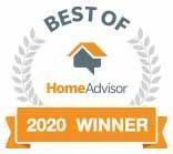 HomeAdvisor Best of 2020 Winner badge with gold laurel and ribbon