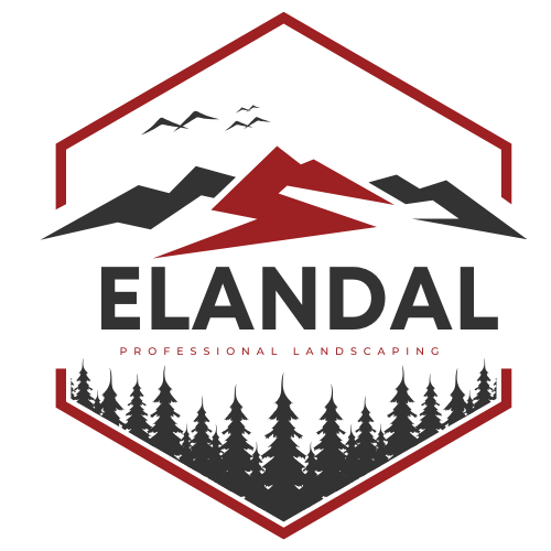 Logo: red and black hexagon frame with mountains, trees, and