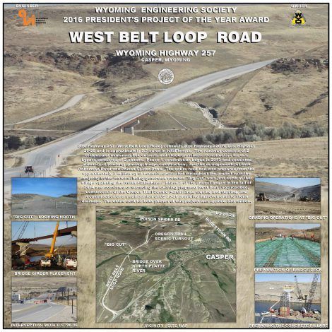 West Belt Loop Road in Wyoming, a highway project poster with aerial views and inset photos of construction sites