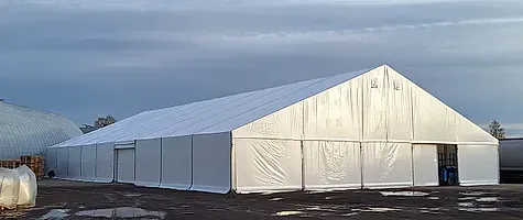 Parduodamas naudotas - atnaujintas aliuminio konstrukcijų tentinis angaras „Norvegija“